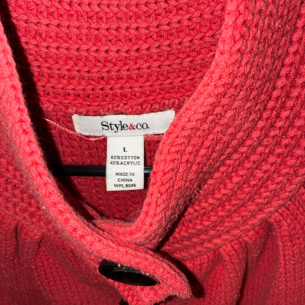 Style & Co. size large coral cardigan with ruffled hems - Picture 2 of 3